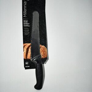 Mercer Culinary M23208 Millennia 8-Inch Wavy Edge Wide Bread Knife, Black Handle